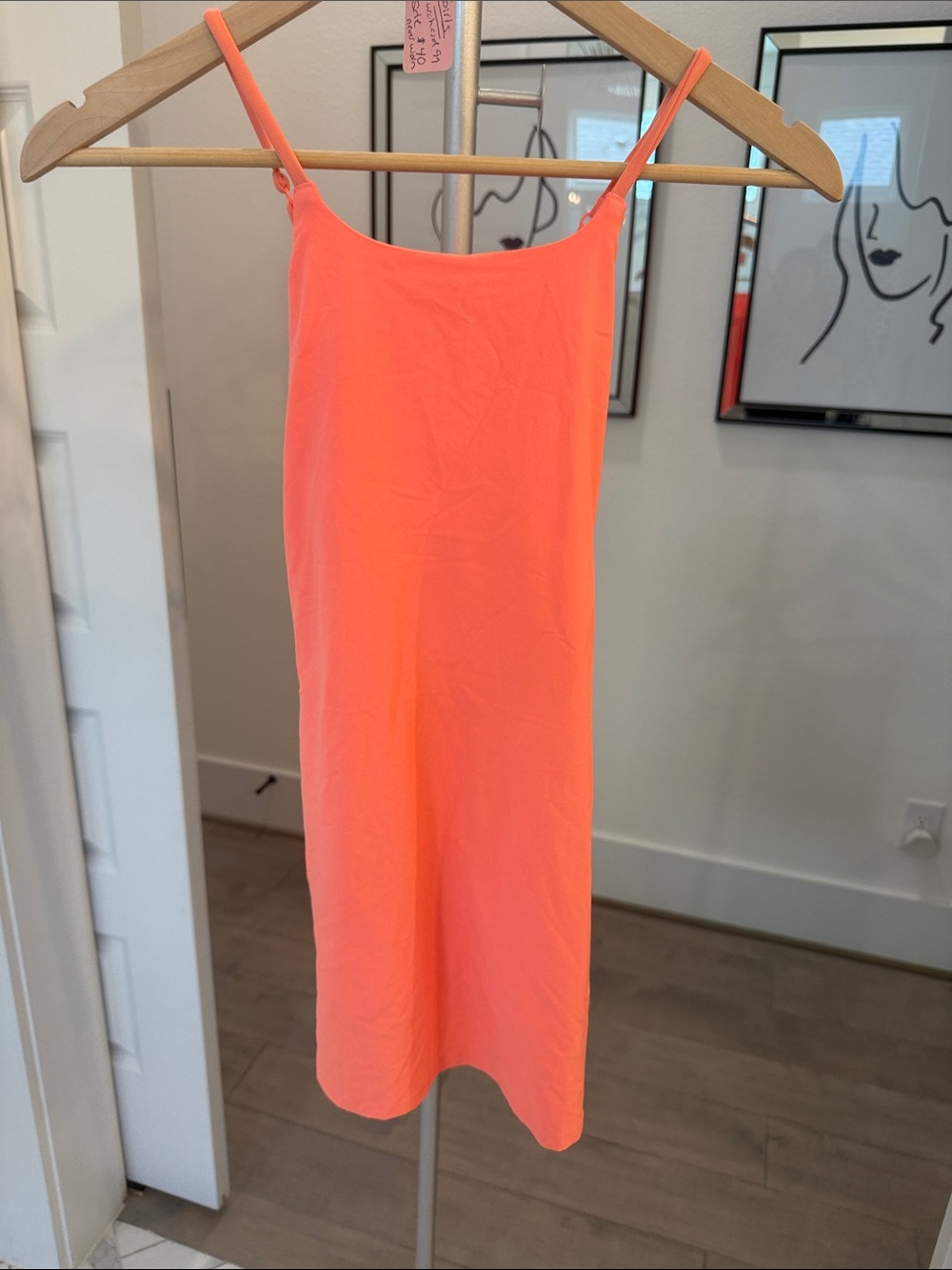 Athleta Girls Neon Coral Slip Dress Never worn with built in shorts.